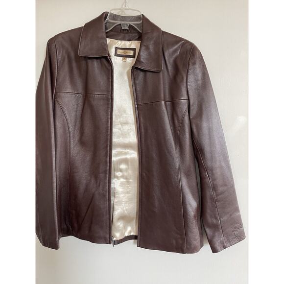 NEW WILSONS LEATHER LINDSEY THINSULATE LEATHER SCUBA JACKET $375 Brown Size Med - Picture 2 of 6